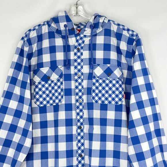 ENGELBERT STRAUSS Jacket Men's 2XL Overshirt Button Up Plaid Collar Hooded - Picture 7 of 16